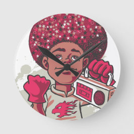 Wandklok – YOUTH Power Afro & Boombox Urban