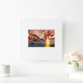 Wandklok Zonsondergang & Bloemen – Elegant (Huis)