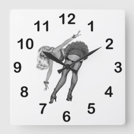 Wandklok Zwart Wit PinUp Meisjes (19)