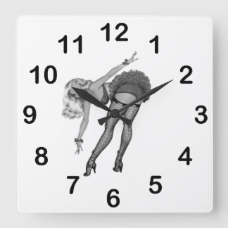 Wandklok Zwart Wit PinUp Meisjes (19)