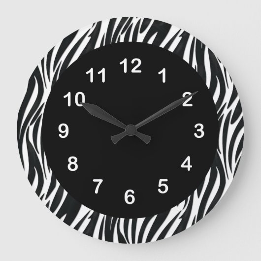 Wandklok Zwart Wit Zebra Streep 2 Rond (Voorkant)