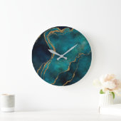 Wandklokken - Blauwe en Blauwgroen marmer met goud (Huis)