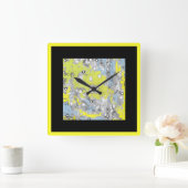 Wandklokken Square Yellow Blue Black (Huis)