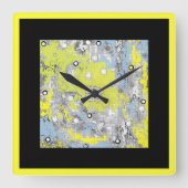 Wandklokken Square Yellow Blue Black (Voorkant)