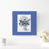 Wandklokken Vase van wilde bloemen Blauw Wit (Huis)