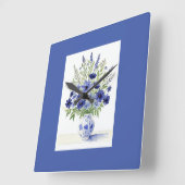 Wandklokken Vase van wilde bloemen Blauw Wit (Hoek)