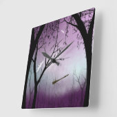 Wandklokken Woodland met libellen bij Twilight (Hoek)