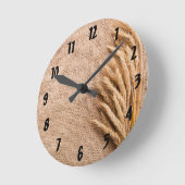 Wandklokklok Wheat on Burlap Sack country veraf Ronde Klok (Hoek)