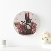 Wandklokmandje met wijn en druiven grote klok (Huis)