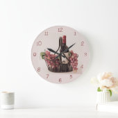 Wandklokmandje met wijn en druiven optioneel. 2 grote klok (Huis)