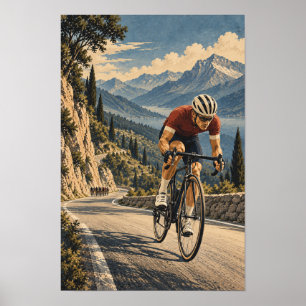 Wandkunst Fietspad Bergweg – Alpiene Wegrace  Poster