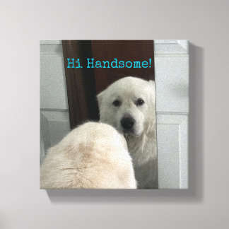 Wandkunst hond in spiegel canvas afdruk