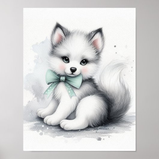 Wandkunst voor wolfbos nursery poster (Voorkant)