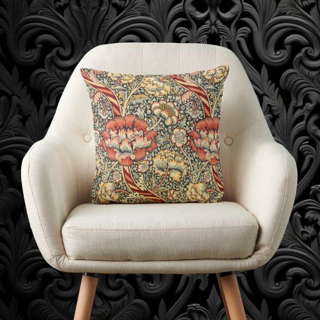 Wandle van William Morris,  Kunst voor textielkuns Kussen (Wandle by William Morris, Vintage Textile Fine Art Throw Pillow)