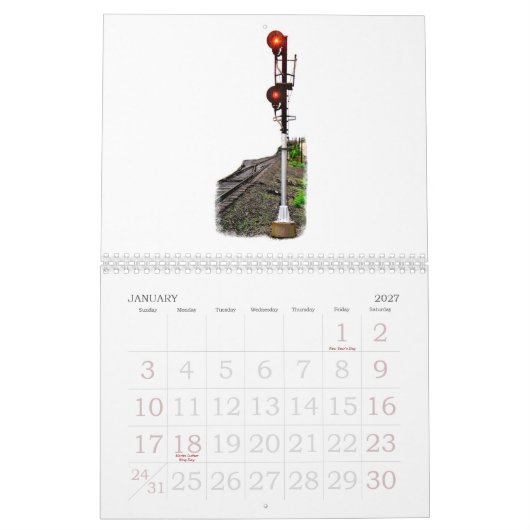 Wandrooster treinen en spoorwegen kalender (Jan 2027)