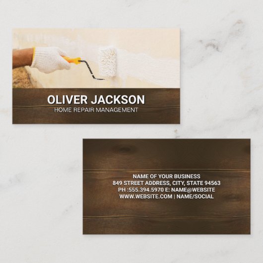 Wandschilder | Achtergrond van hout Visitekaartje (Voorkant / Achterkant)