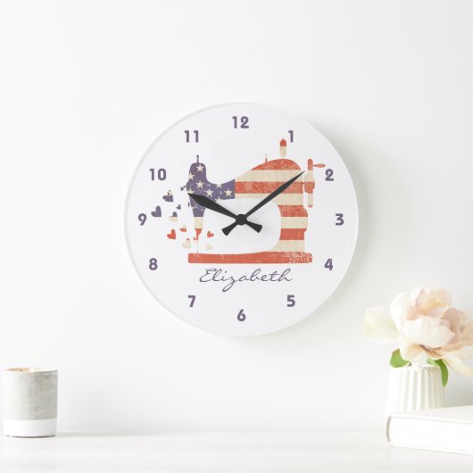Wandsluiting patriottische naaimachine grote klok (Huis)