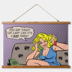 Wandtapijt "Crazy Cat Lady" Hangend Wandkleed