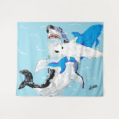 Wandtapijt: een haaienwereld wandkleed (Voorkant (horizontaal))