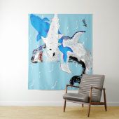 Wandtapijt: een haaienwereld wandkleed (In situ)