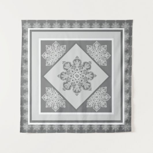 Wandtapijt medaillons, grijstinten wandkleed (Voorkant (horizontaal))