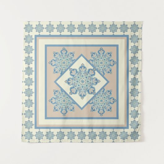 Wandtapijt Medallions, lichtblauw en crème Wandkleed (Voorkant (horizontaal))