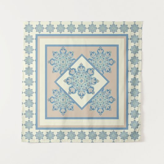 Wandtapijt Medallions, lichtblauw en crème Wandkleed (Voorkant)