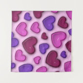 Wandtapijt met 3D glanzende harten Wandkleed (Voorkant (horizontaal))