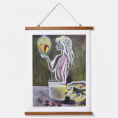 Wandtapijt met houten bovenkant2 hangend wandkleed (Voorkant)