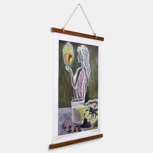 Wandtapijt met houten bovenkant2 hangend wandkleed (Gebogen)