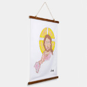 Wandtapijt met houten bovenlaag: Jesus Christ Hangend Wandkleed (Gebogen)