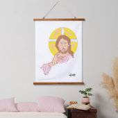 Wandtapijt met houten bovenlaag: Jesus Christ Hangend Wandkleed (Slaapkamer)