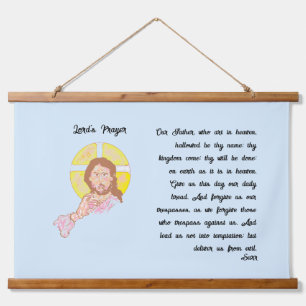 Wandtapijt met houten bovenlaag: Lord's Prayer Hangend Wandkleed