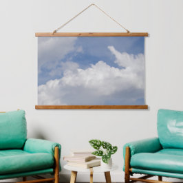Wandtapijt met houten bovenrand 'Cloud Dreamer' Hangend Wandkleed