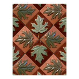 wandtapijt met tegels met mangelbladeren perfect poster