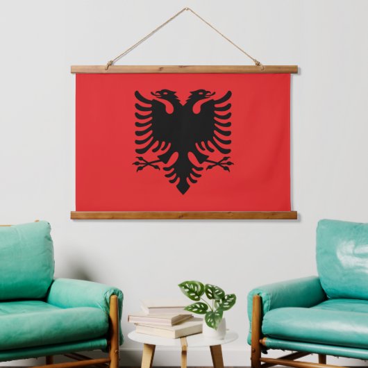 wandtapijt met vlag van Albanië Hangend Wandkleed (Woonkamer)