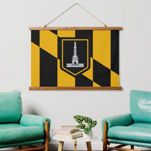 wandtapijt met vlag van Baltimore City, VS Hangend Wandkleed (Woonkamer)