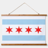 wandtapijt met vlag van Chicago City, VS Hangend Wandkleed (Voorkant)