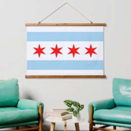 wandtapijt met vlag van Chicago City, VS Hangend Wandkleed