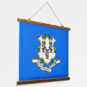 wandtapijt met vlag van Connecticut, VS Hangend Wandkleed (Gebogen)