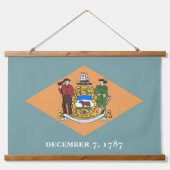 wandtapijt met vlag van Delaware, VS Hangend Wandkleed (Voorkant)