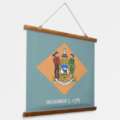 wandtapijt met vlag van Delaware, VS Hangend Wandkleed (Gebogen)