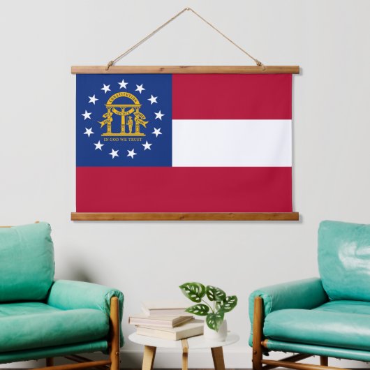 wandtapijt met vlag van Georgië, VS Hangend Wandkleed (Woonkamer)