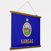 wandtapijt met vlag van Kansas, VS. Hangend Wandkleed (Gebogen)