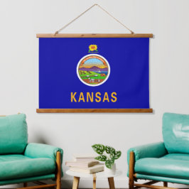 wandtapijt met vlag van Kansas, VS. Hangend Wandkleed