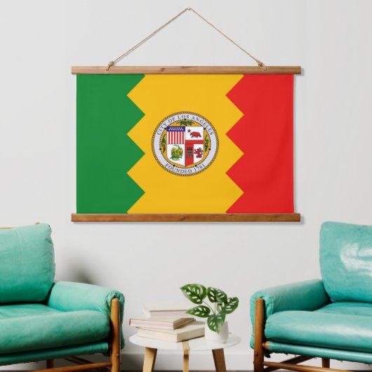wandtapijt met vlag van Los Angeles, VS Hangend Wandkleed (Woonkamer)