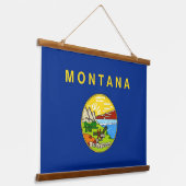 wandtapijt met vlag van Montana, VS Hangend Wandkleed (Gebogen)