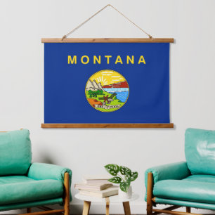 wandtapijt met vlag van Montana, VS Hangend Wandkleed