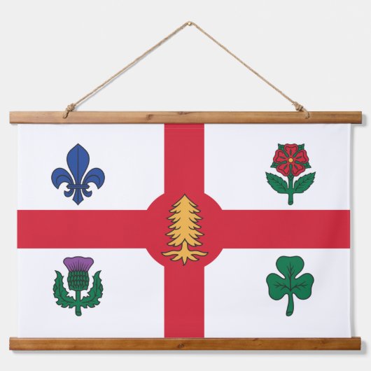 Wandtapijt met vlag van Montreal, Quebec Hangend Wandkleed (Voorkant)