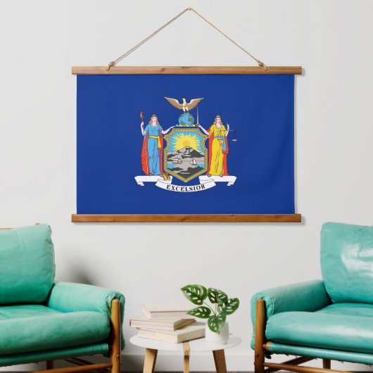 wandtapijt met vlag van New York, VS Hangend Wandkleed (Woonkamer)